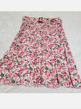 VTG Classic Concepts Pink Floral Skirt‎ XL Cottagecore Romantic Feminine Fairy